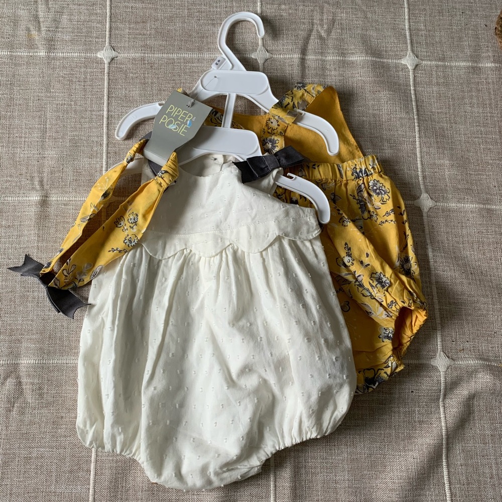 Nwt piper and posey 3 piece bubble romper set
